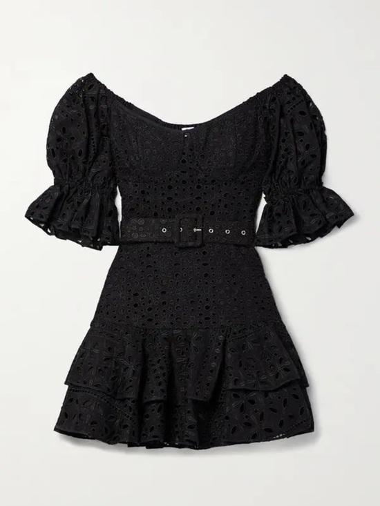 Charo Ruiz Dresses & Skirts - NWT Charo Ruiz Ibiza Black Eyelet Broderie Anglaise Mini Dress Size L